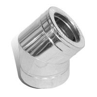 Колено 45° на дымоход 130/200 мм нерж/нерж 1 мм