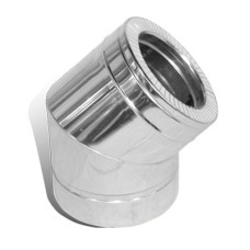 Колено 45° на дымоход 140/200 мм нерж/нерж 1 мм