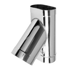 Тройник овальный 45° 120х240 мм нержавеющая сталь 1 мм с круглой врезкой Ø 160 мм