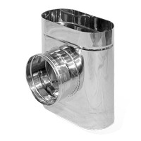 Трійник овальний 87° 110х220 мм нержавіюча сталь 1 мм з круглою врізкою Ø 180 мм