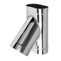 Трійник овальний 45° 110х220 мм нержавіюча сталь 0,6 мм з круглою врізкою Ø 160 мм