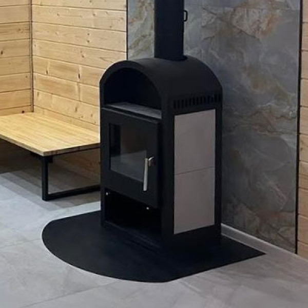 Подставка под печь стальная прямоугольная скругленная 1000х900 мм толщина - 2 мм (черная)