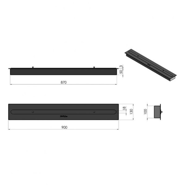 Біокамін SIMPLE FIRE FRAME 1200 чорний зі склом
