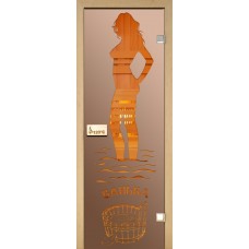 Дверь стеклянная Липа Девушка с шайкой матовая Украина 90х190 (205616)