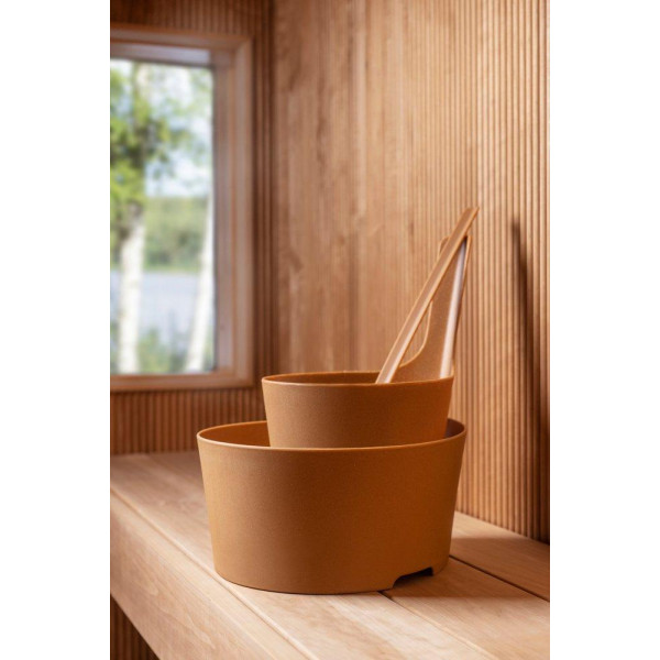 Комплект Rento біокомпозит (шайка + черпак), коричневий для лазні та сауни