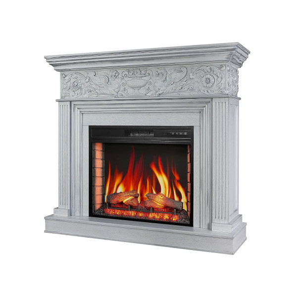 Электрокамин ArtiFlame Residence AF28S белый дуб, патина серебро