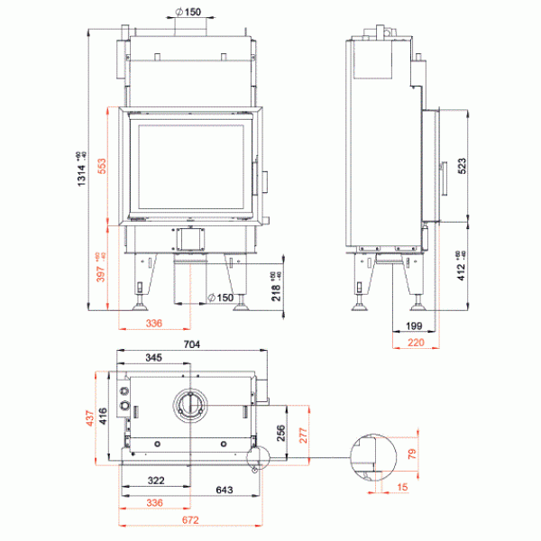 Камінна топка з водяним контуром BEF HOME AQUALITE 7 ( 14 кВт)