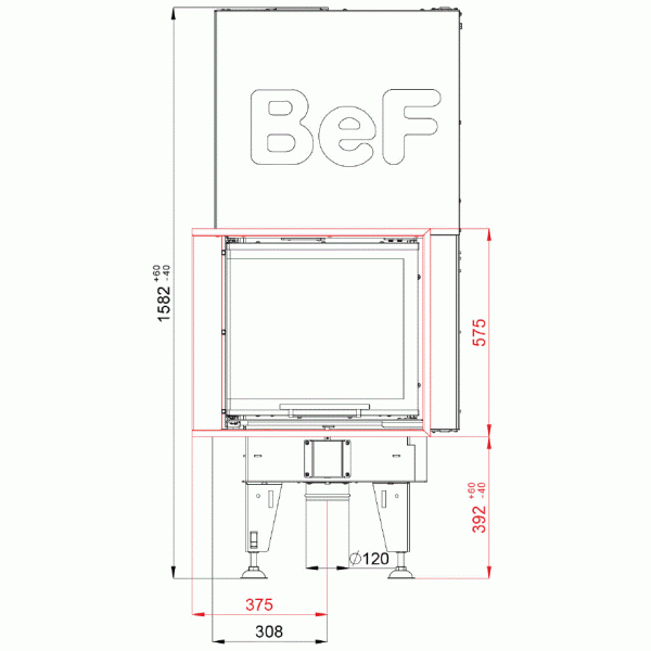 Каминная топка BEF HOME FEEL V 6 CL / CP  с угловым стеклом и гильотиной ( 6 кВт)