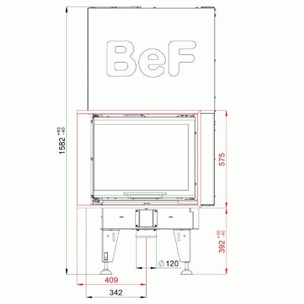 Камінна топка BEF FEEL V 7 CL / CP з кутовим склом та  гільйотиною( 7 кВт)