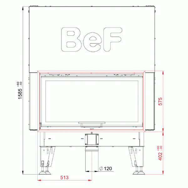 Камінна топка Bef HOME THERM V 10 з прямим склом та  гільйотиною ( 14 кВт)