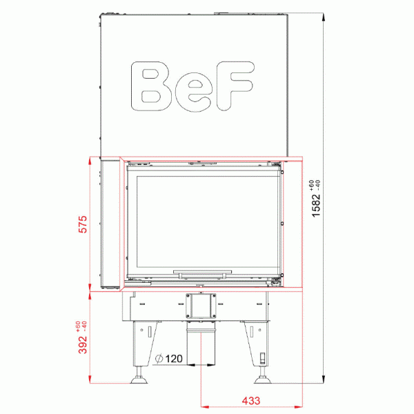 Камінна топка Bef HOME THERM V 8 CL / CP з кутовим склом  та гільйотиною ( 10 кВт)