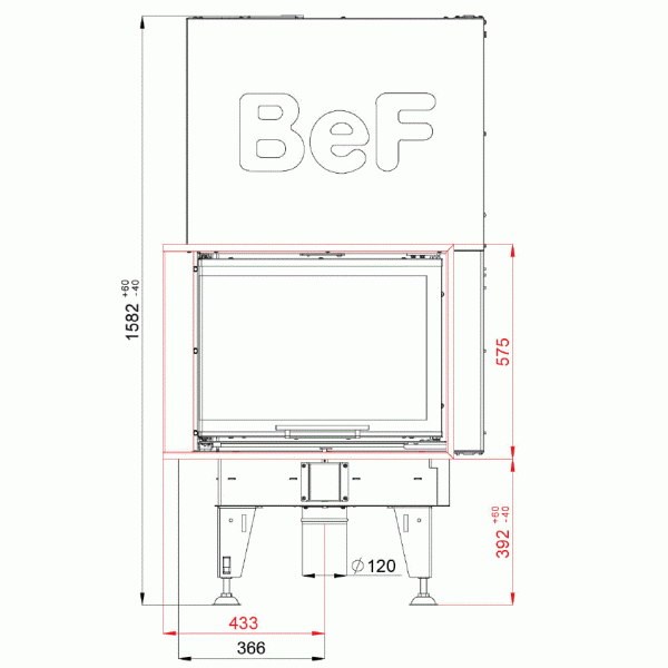 Камінна топка Bef HOME THERM V 8 CL / CP з кутовим склом  та гільйотиною ( 10 кВт)