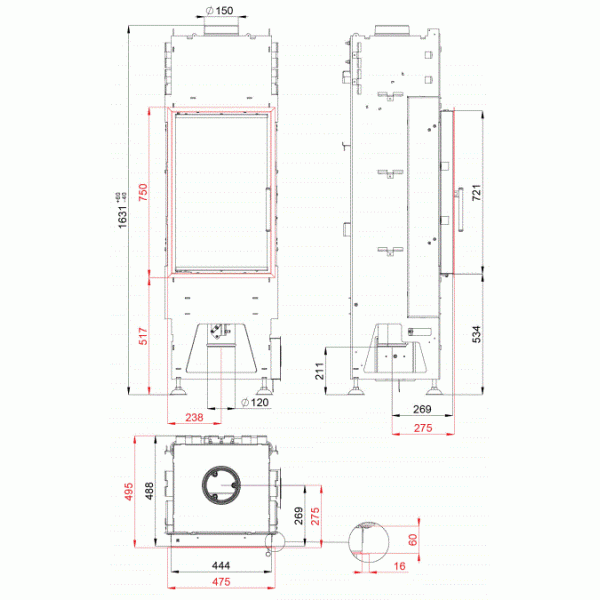 Камінна топка  BEF HOME  TOWER 5 H ( 9 кВт)