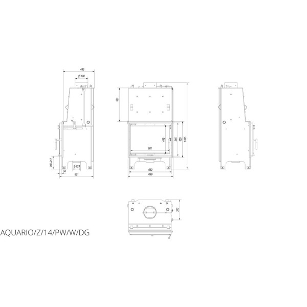 Каминная топка Kratki AQUARIO Z 14 PW GLASS (14,0 кВт)