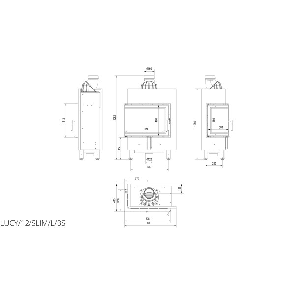 Камінна топка Kratki LUCY/12/SLIM/L/BS