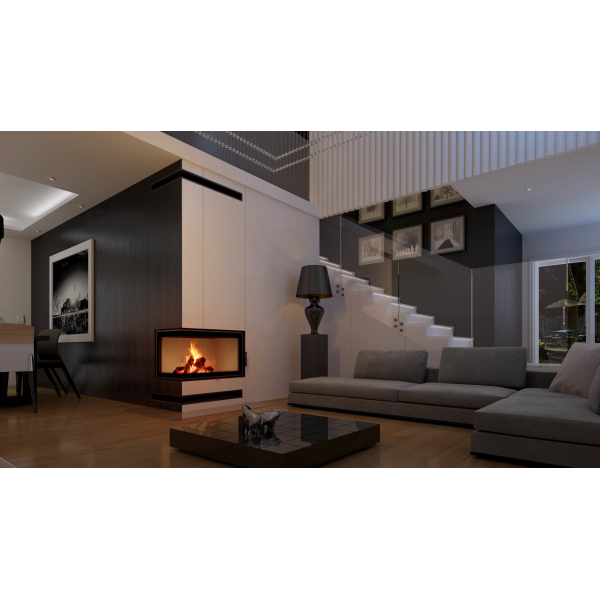 Каминная топка Kratki MBO 15 левая BS гнутое стекло (15,0 кВт)