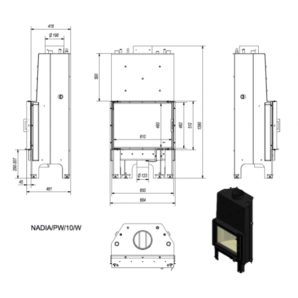 Камінна топка Kratki Nadia/PW/10/W