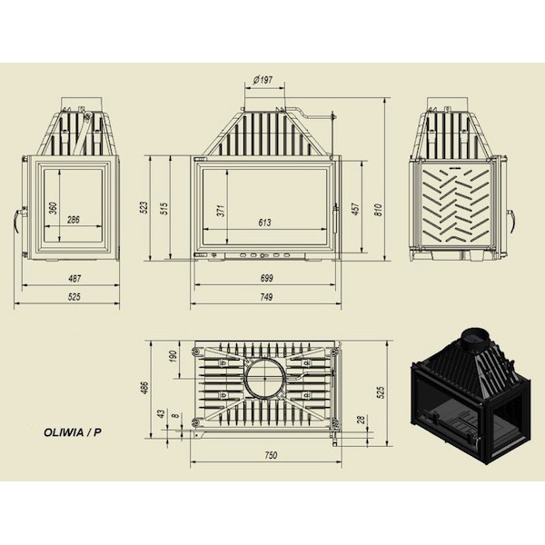 Каминная топка Kratki Oliwia/P