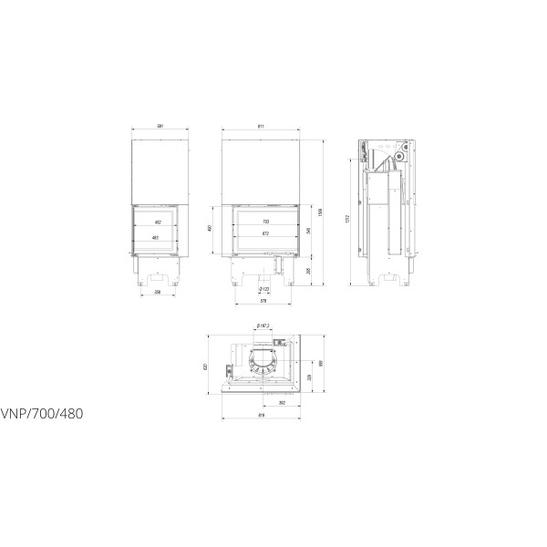 Камінна топка Kratki VNP 700/480