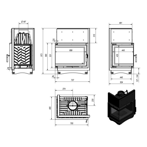 Камінна топка Kratki Zuzia/L/BS/Deco