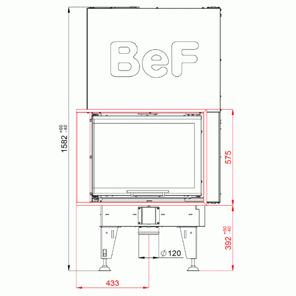 Камінна топка Bef HOME Royal V 8 CL / CP з кутовим  склом та гільйотиною ( 10 кВт)