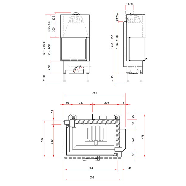 Камінна топка Schmid Ekko L 55(34)45 h (5 кВт)