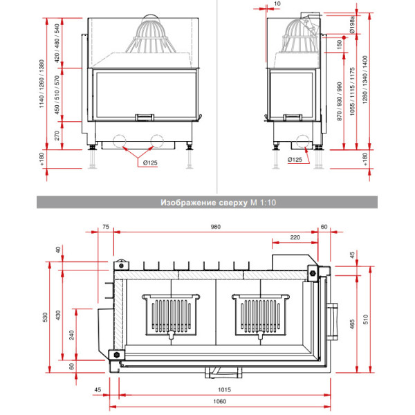 Камінна топка Schmid Ekko R 100(45)45 h (9 кВт)