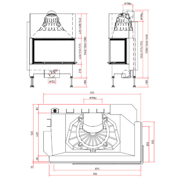 Каминная топка Schmid Ekko R 84(34)57 h (9 кВт)
