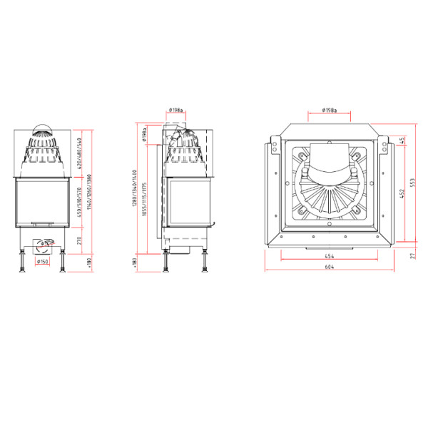 Каминная топка Schmid Ekko U 55(45)57 h (9 кВт) 