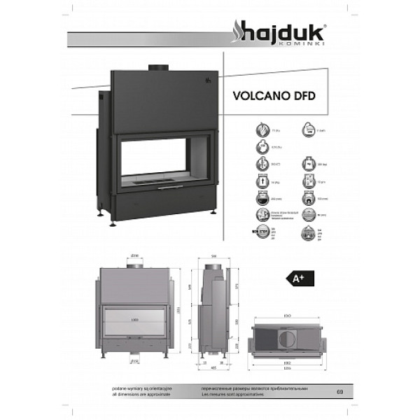 Камінна топка Hajduk Volcano D-FD (11 кВт)