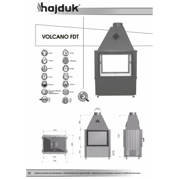 Камінна топка Hajduk Volcano FDT (11 кВт)