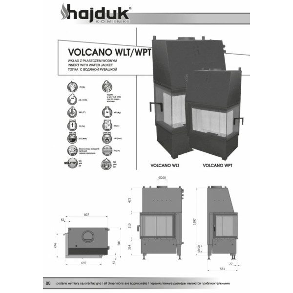 Камінна топка Hajduk Volcano WLT (19.3 кВт)
