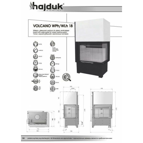 Камінна топка Hajduk Volcano WPH-18 (18 кВт)