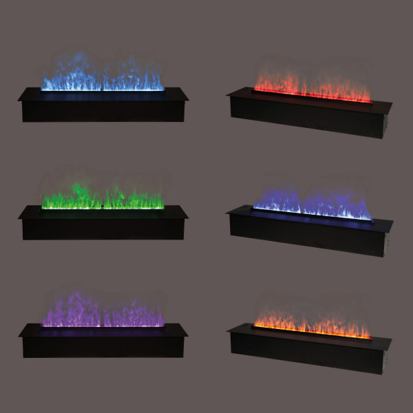 Электрокамин паровой A-Fire Cassette SF100 LOG Multicolor с настоящим 3D эффектом пламени, звуком, дровами и цветным пламенем, размер 1012x271x232