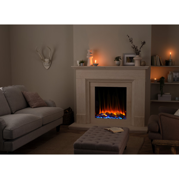 Электрокамин с обогревом British Fires NEW FOREST 650SQ с дровами, цветными подсветками наполнения, размер 652x911x234