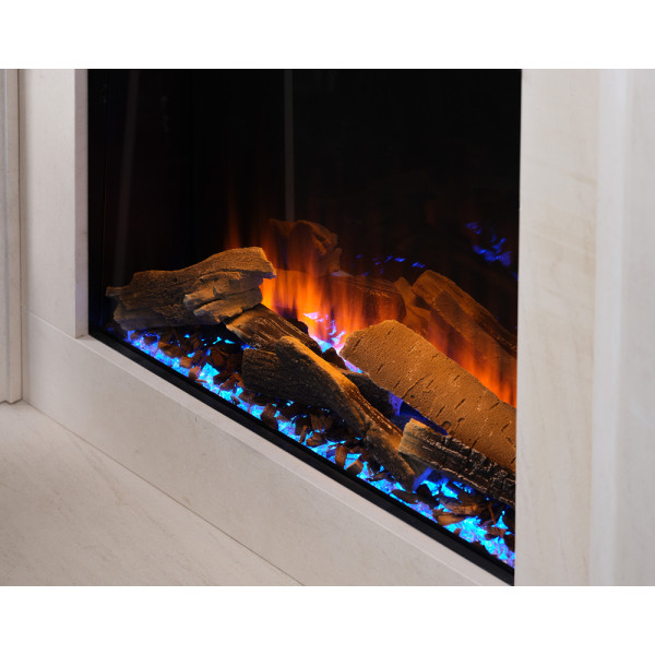 Электрокамин с обогревом British Fires NEW FOREST 650SQ с дровами, цветными подсветками наполнения, размер 652x911x234