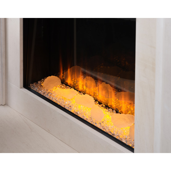 Электрокамин с обогревом British Fires NEW FOREST 650SQ с дровами, цветными подсветками наполнения, размер 652x911x234