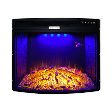 Електрокамін з обігрівом Royal Sky 28 (EF28C) зі звуком, напівкруглим склом, цегляною кладкою, дровами та ефектом тління, розмір 751x602x270