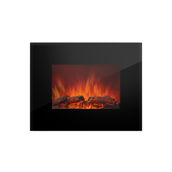 Электрокамин настенный Electrolux EFP/W-1100ULS с обогревом, прямым стеклом, реалистичным эффектом пламени, со звуком, дровами и белыми камнями, размер 660x520x95