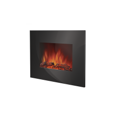 Электрокамин настенный Electrolux EFP/W-1100ULS с обогревом, прямым стеклом, реалистичным эффектом пламени, со звуком, дровами и белыми камнями, размер 660x520x95