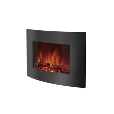 Электрокамин настенный Electrolux EFP/W-1150URLS с обогревом, полукруглым стеклом, реалистичным эффектом пламени, со звуком, дровами и белыми камнями, размер 650x520x114