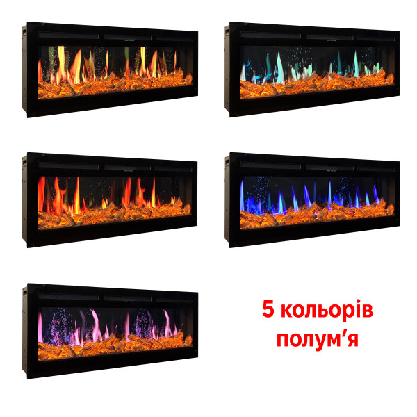 Электрокамин с обогревом Royal 5D V-Art 40 L с 5D эффектом пламени, звуком и дровами.