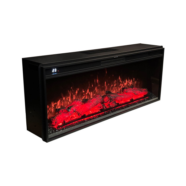 Электрокамин с обогревом Royal Vision 42 LOG Color N линейный, со звуком, дровами, цветами пламени и дров, скоростью языков пламени, размер 1093x425x225