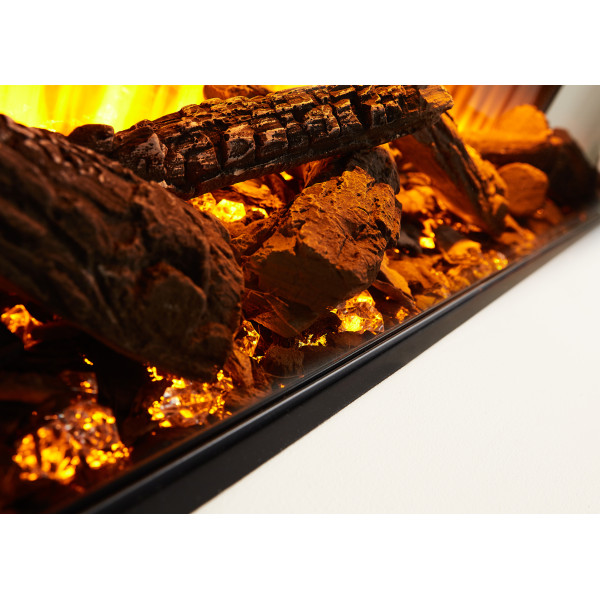 Электрокамин трехсторонний British Fires NEW FOREST 1600 с обогревом, дровами, углем, корой, кристаллами, цветными подсветками наполнения, размер 1600x565x311