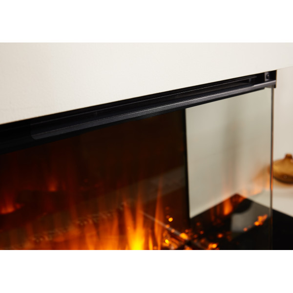 Электрокамин трехсторонний British Fires NEW FOREST 1600 с обогревом, дровами, углем, корой, кристаллами, цветными подсветками наполнения, размер 1600x565x311