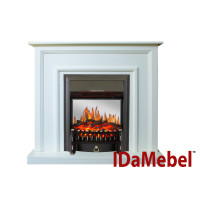 Каминокомплект IDaMebel Adele Белый (1020x950x290) с камином Royal Flame Fobos Black с обогревом, звуком, декоративными ножками