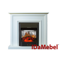 Каминокомплект IDaMebel Adele Белый (1020x950x290) с камином Royal Flame Majestic Black с обогревом, звуком, декоративной решеткой