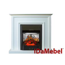 Камінокомплект IDaMebel Adele Білий (1020x950x290) з каміном Royal Flame Fobos Brass з обігрівом, звуком, декоративними ніжками