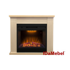 Камінокомплект IDaMebel Agata молочний дуб (1005x888x283) з каміном Royal Goodfire 26 з обігрівом, звуком, дровами та цеглинками