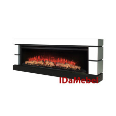 Камінокомплект IDaMebel Blanca біло-чорний (1861x697x303) з каміном Vision 60 LOG Color з реалістичними дровами, обігрівом, кольорами та звуком